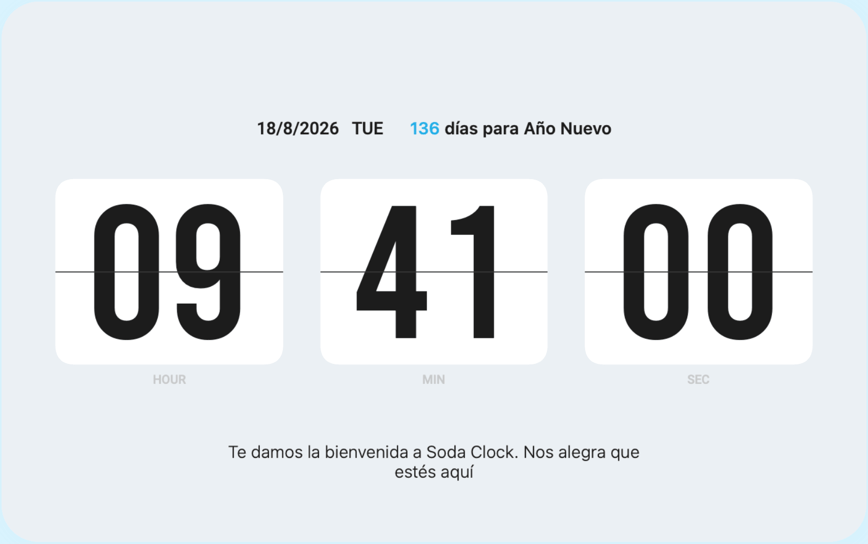 Soda Clock con cuenta atrás para una fecha y texto personalizado.